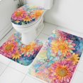 thumbnail image 1 of Spring Flowers Bathroom Rugs Set Watercolor Pink Floral Blue Dragonfly Colorful Floral Texture Non Slip Absorbent Bath Mats 3 Piece Set, U-Shaped Floor Mat, Toilet Seat Cover Large Size, 1 of 9