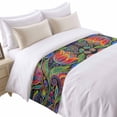 thumbnail image 1 of Spring Flowers Bed Runner for Twin Size Bed, Abstract Orange Blue Purple Floral Leaf Black Soft Bedding Scarf Bedding Protector Slipcover Sofa Throw for Bedroom Hotel Guesthouse, 1 of 8