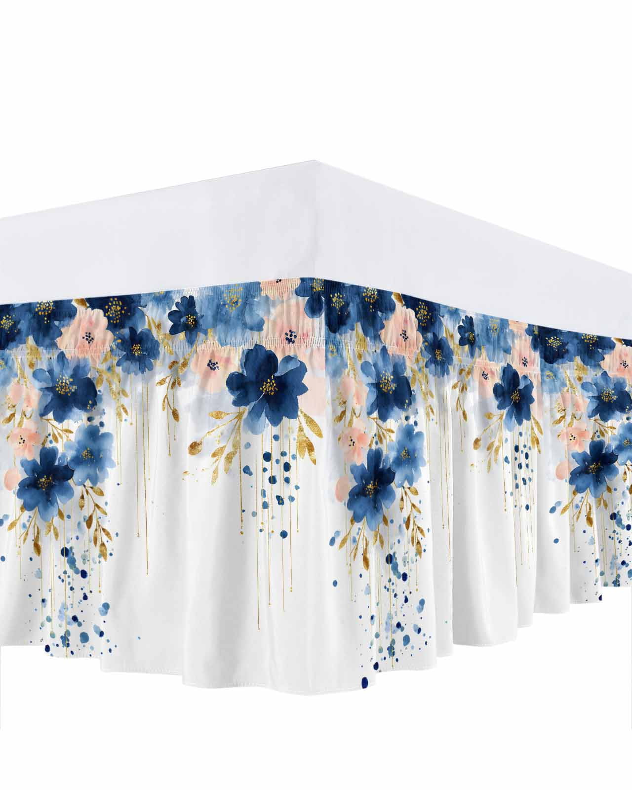 Spring Flowers Bed Skirt Queen Size 16 Inch Drop, Vintage Watercolor ...
