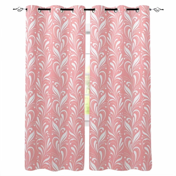 Spring Flowers Blackout Curtains 90 Inches Long, Country Retro Floral Botanical Pink Thermal Insulated Black Out Curtains, Darkening Window Curtain Drapes for Bedroom Living Room 52"x90" 2 Panels