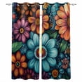 thumbnail image 1 of Spring Flowers Blackout Curtains for Bedroom Living Room Darkening Curtains 54 Inch Long Country Chic Colorful Floral Plants Short Curtain for Small Window Treatment Grommet Drapes 52"x54"x2, 1 of 9