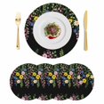 thumbnail image 1 of Spring Flowers Blossom Round 13 Inch Placemats Set of 4, Pastoral Farmhouse Botanical Black HeatResistant Non Slip Place Mats for Dining Table, Wipeable Braided Kitchen Table Mats for Housewarming, 1 of 9