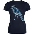 thumbnail image 1 of Spring Flowers Blue Jay Bird Juniors Soft T Shirt Navy SM, 1 of 1