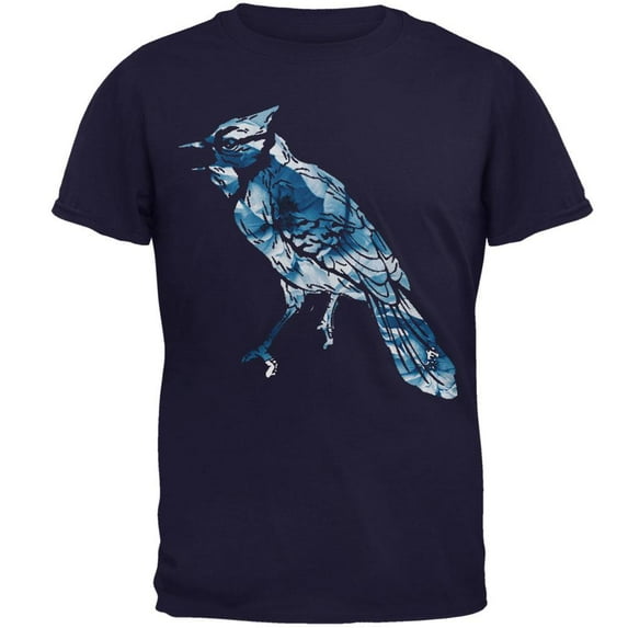 Spring Flowers Blue Jay Bird Mens T Shirt Navy 3X-LG
