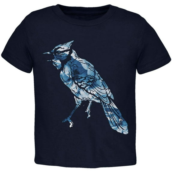 Spring Flowers Blue Jay Bird Toddler T Shirt Navy 3T