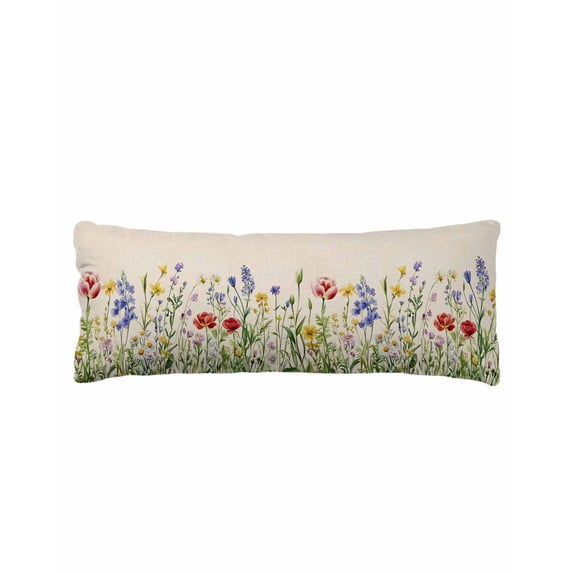 Spring Flowers Body Pillow Cover 20 x 54 Inch Decorative Pillow Cover Simple Farmhouse Botanical Floral Herbs Lumbar Pillowcase Seasonal Rectangle Cushion Case for Couch Sofa Bed Living Room