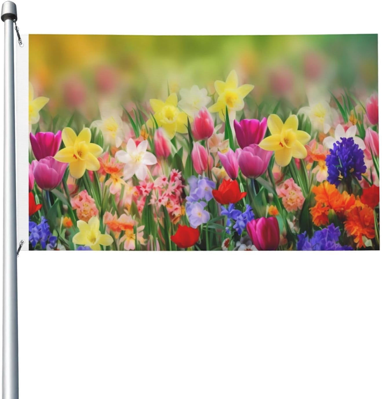 Spring Flowers Butterfly Double-Sided Flag, Polyester Greeting Banners ...