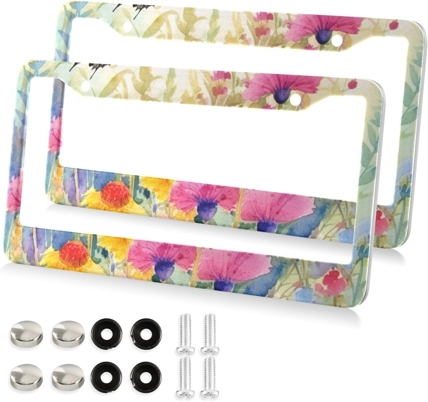 Colorful Butterfly License Plate Frames – 2 Pack, Stainless Steel, Rust-Proof, Fits Standard 12"x6" US Plates, Decorative Car Accessory - View #11