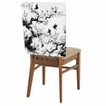 thumbnail image 1 of Spring Flowers Chair Covers Set of 1 Black Bird Peaches Flower Water Ink Painting Chair Back Covers Stretch Removable Washable Slipcovers Protector for Dining Room Kitchen Party Decor, 1 of 9
