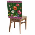 thumbnail image 1 of Spring Flowers Chair Covers Set of 8 Daisy Wildflowers Butterfly Pink Border Green Chair Back Covers Stretch Removable Washable Slipcovers Protector for Dining Room Kitchen Party Decor, 1 of 9