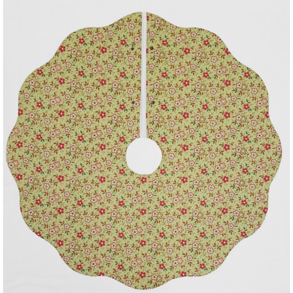 Spring Flowers Christmas Tree Skirt By Penny's Needful Things (Green) (Scalloped)