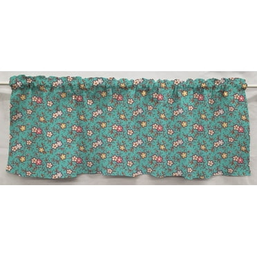 Spring Flowers Curtain Panels by Penny's Needful Things (Set of 2) 24 Inch Long LINED (Teal)