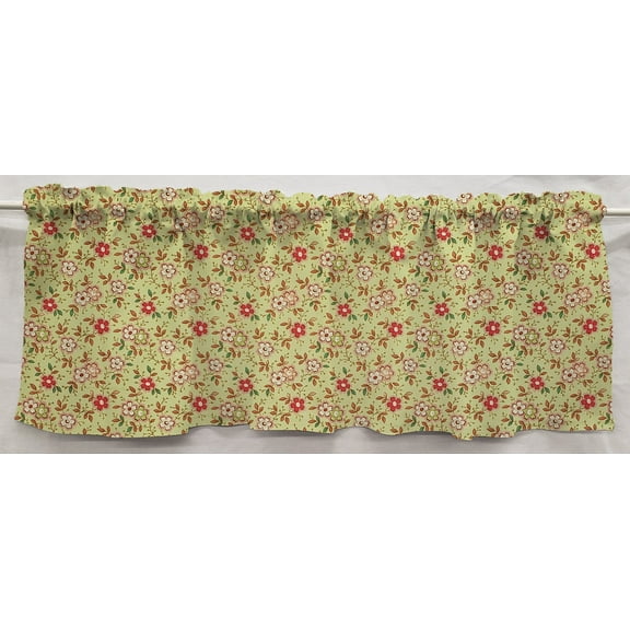 Spring Flowers Curtain Panels by Penny's Needful Things (Set of 2) 45 Inch Long UNLINED (Green)