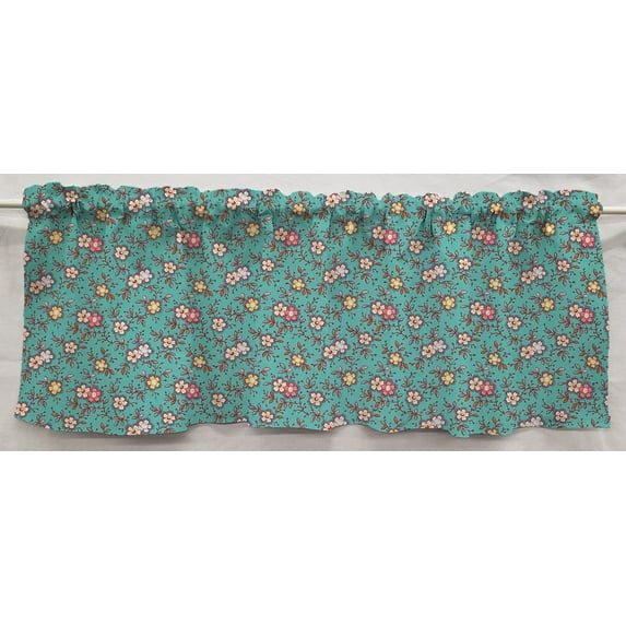 Spring Flowers Curtain Panels by Penny's Needful Things (Set of 2) 63 Inch Long UNLINED (Teal)