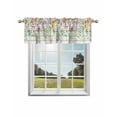 thumbnail image 1 of Spring Flowers Curtain Valance for Windows/Living Room/Kitchen/Bathroom/Café, Short Rod Pocket Tier Curtain Window Treatment Panel Watercolor Floral Leaves Wooden Grain Topper Curtain 42''x12'', 1 of 6