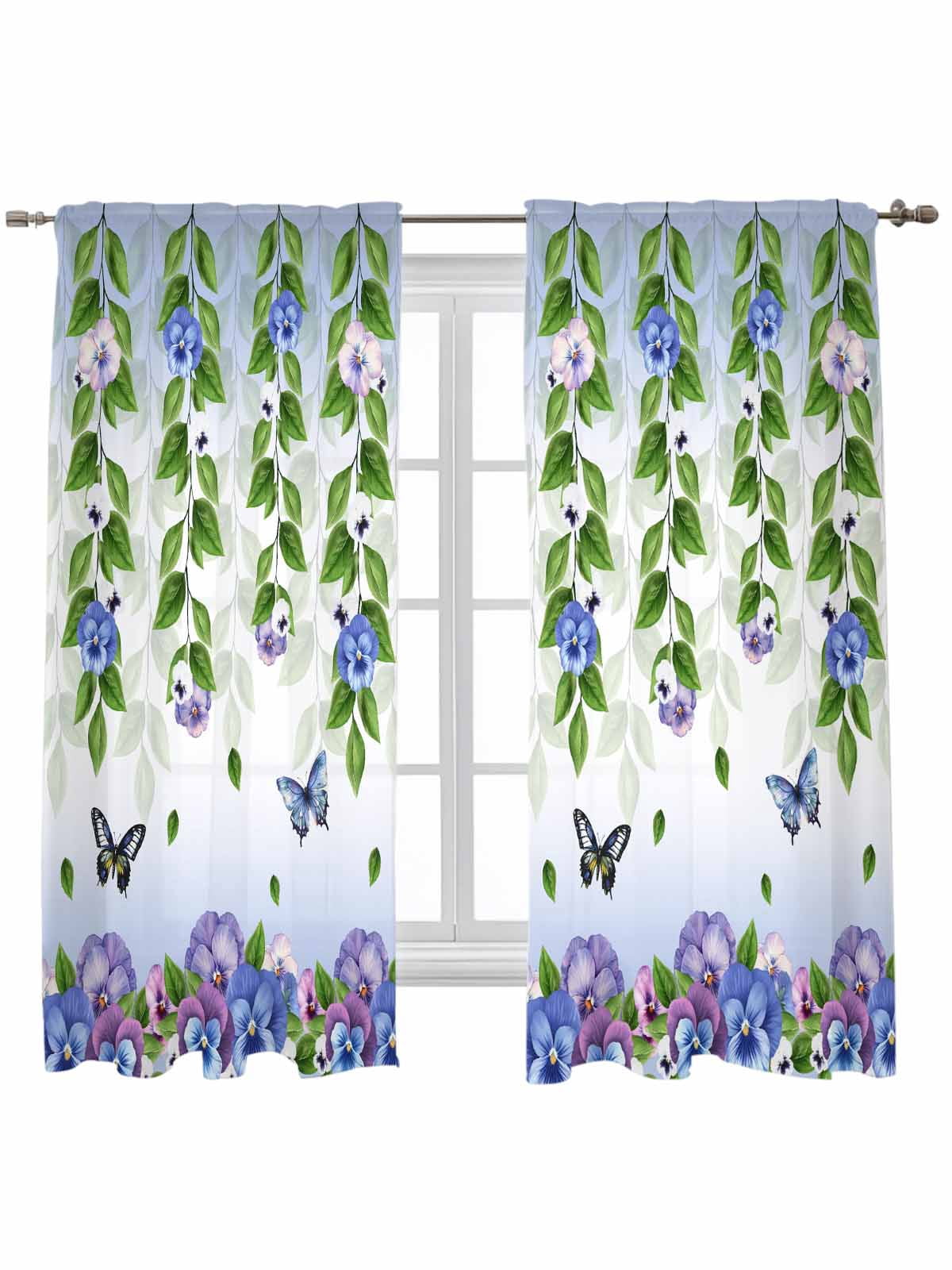 Spring Flowers Curtains 72 Inch Length, Sheer Curtains for Bedroom ...