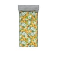 thumbnail image 1 of Spring Flowers Fitted Sheet & Pillow Sham Set, Sunny Floral Scene with Watercolor Leaves Daisy and Poppy Artwork, Decorative Printed 2 Piece Bedding Decor, Twin, Marigold Jade Green, by Ambesonne, 1 of 2