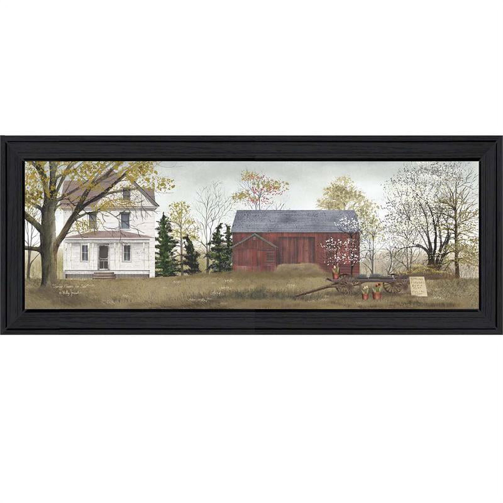 Black Framed Traditional Spring Flowers Canvas Wall Art