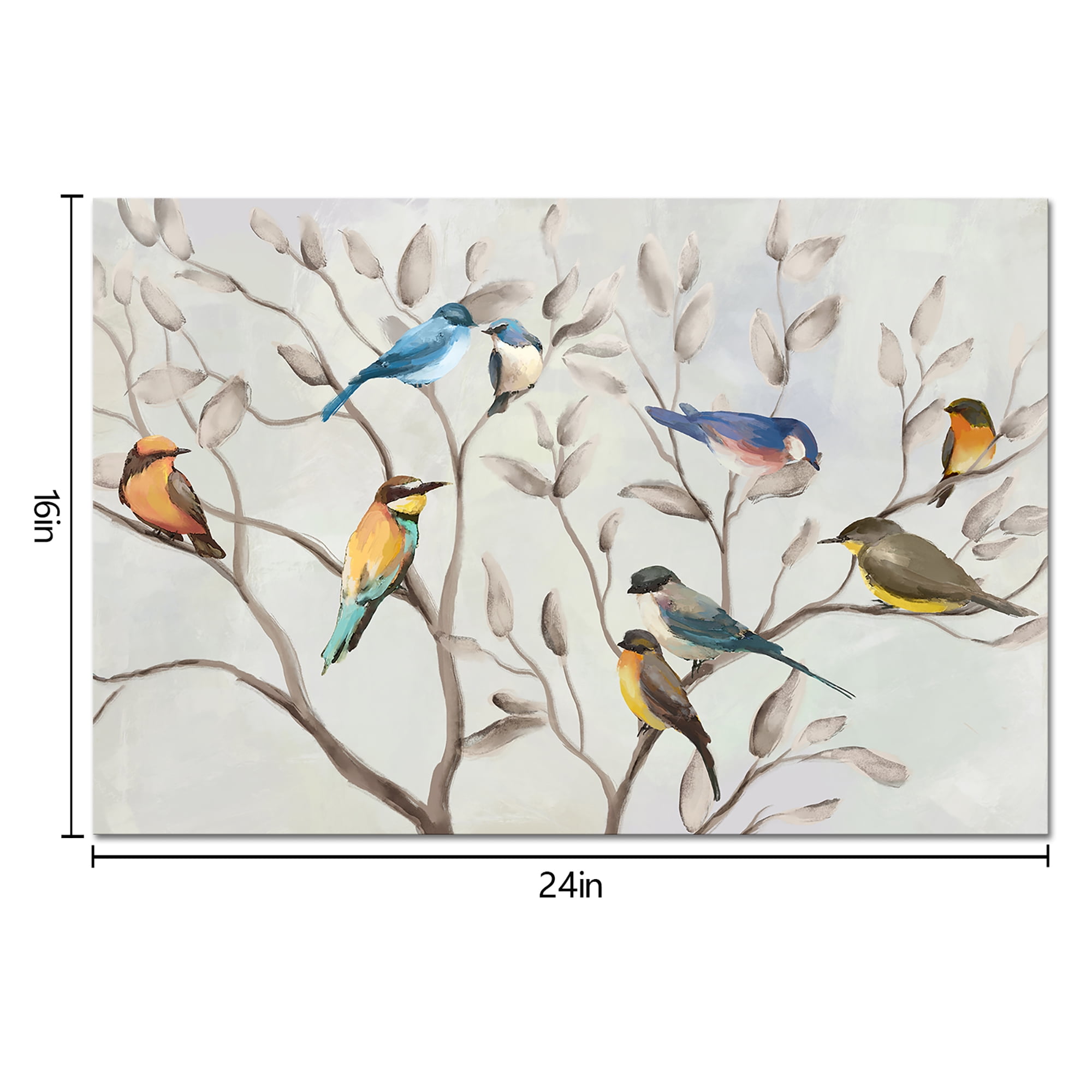 Spring Flowers Framed Canvas Wall Art Clearance Birds on Tree Branches Picture Giclee Prints