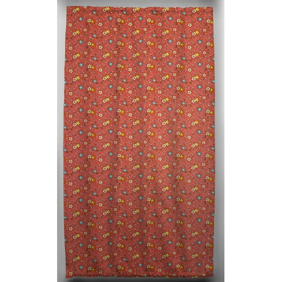 Spring Flowers French Door Curtain Panel with Tie Back by Penny's Needful Things (Lined) (Red)