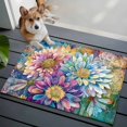 thumbnail image 1 of Spring Flowers Front Door Rugs 2x3 ft Bright Watercolor Pink Blue Purple Floral Leaf Dragonfly Small Rug for Entryway Non Slip Washable Bathroom Door Mat Absorbent Floor Mat for Indoor Entrance, 1 of 9