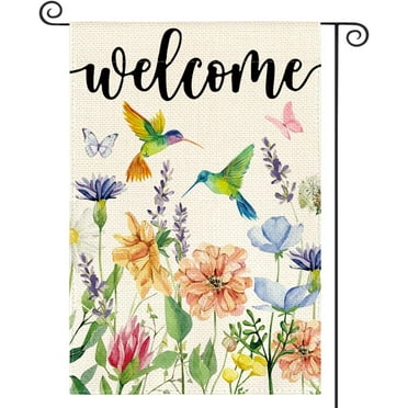 Spring Flowers Garden Flag 12 x 18 Inch Double Sided, Seasonal Welcome Yard Outdoor Flag