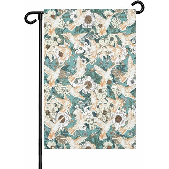 Spring Flowers Garden Flag 12x 18 Double Side, Vintage Chic Botanical Florals Birds Garden Flags Outside House Flag Banner Welcome Yard Flags for Holiday Party Outdoor Decorations All Seasons