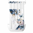 thumbnail image 1 of Spring Flowers No Hooks Shower Curtain with Snap-in Liner Vintage Country Watercolor White Blue Floral Leaf Butterfly Shower Curtains for Bathroom, Waterproof, Easy Install, Washable 54"x78", 1 of 9