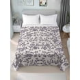 thumbnail image 1 of Spring Flowers King Size Flat Sheet, Wrinkleproof & Fadeproof Cooling Flat Bed Sheet Only, Farmhouse Purple Pastoral Floral Leaf Breathable Soft Bedding Top Sheets 105 x 98 Inches, 1 of 8
