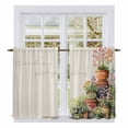 thumbnail image 1 of Spring Flowers Kitchen Curtains 54 Inch Length, Botanical Blossom Floral Pot Plants Tiers Curtains for Bathroom Bedroom Cafe, Light Filtering Small Window Treatment Short Drapes 2 Panels 42"Wx54"L, 1 of 8
