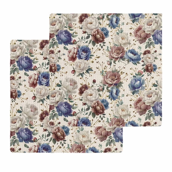 Spring Flowers Kitchen Dish Towels for Drying Dishes Set of 2, Farmhouse Botanical Seasonal Floral Herbs Waffle Weave Microfiber Hand Tea Bathroom Towels Quick Dry & Absorbent Towel 12x12
