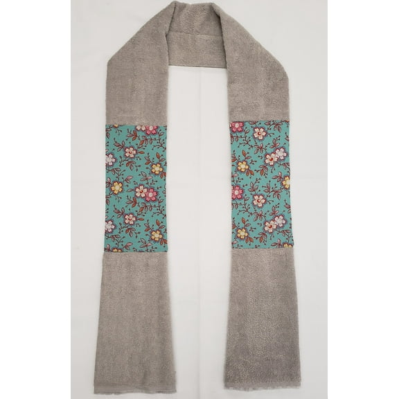Spring Flowers Kitchen Towel Boa / Scarf by Penny's Needful Things (Towel Color: Gray) (Teal)