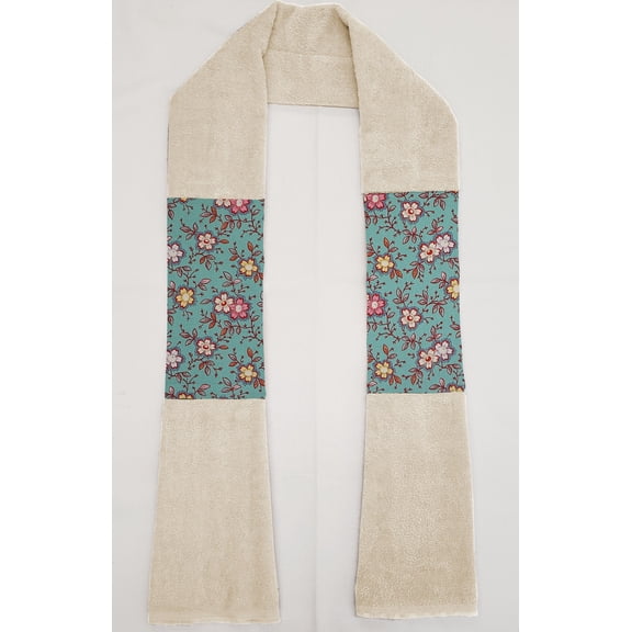 Spring Flowers Kitchen Towel Boa / Scarf by Penny's Needful Things (Towel Color: Off White) (Teal)