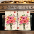 thumbnail image 1 of Spring Flowers Kitchen Towels Set of 2, Pastoral Daisy Leaves Country Botanical Beige Absorbent Dish Towels for Kitchen, Microfiber Hand Towel, Quick Drying Tea Towel for Cleaning Dishcloths, 1 of 7