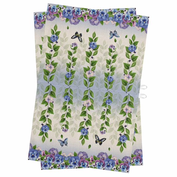 Spring Flowers Kitchen Towels Set of 2, Water Absorbent Dish Towel, Summer Rustic Botanical Butterfly Burlap Decorative Hand Towels - Quick Drying Cloth for Cooking Baking, 18x28 Inch