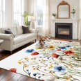 thumbnail image 1 of Spring Flowers Large Area Rugs 8x10 ft Blue Red Yellow Floral Plant Washable Rug Non Slip Indoor Carpet Absorbent Floor Mat for Living Room Bedroom Dining Room, 1 of 9