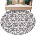 thumbnail image 1 of Spring Flowers Large Area Rugs for Bedroom Living Room, Soft Non Slip Carpet Bedside Rug, Farmhouse Dark Blue Pastoral Floral Leaf Round Floor Cover Kitchen Accent Rug 6' for Dining Room/Office, 1 of 9
