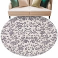 thumbnail image 1 of Spring Flowers Large Area Rugs for Bedroom Living Room, Soft Non Slip Carpet Bedside Rug, Farmhouse Purple Pastoral Floral Leaf Round Floor Cover Kitchen Accent Rug 8' for Dining Room/Office, 1 of 9