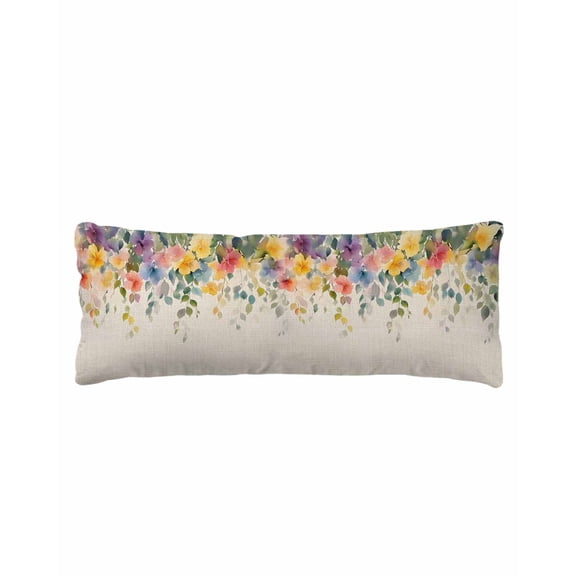 Spring Flowers Leaves Body Pillow Cover 20 x 60 Inch Decorative Pillow Cover Garden Vintage Retro Pastoral Lumbar Pillowcase Seasonal Rectangle Cushion Case for Couch Sofa Bed Living Room