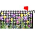 thumbnail image 1 of Spring Flowers Magnetic Mailbox Cover Standard Size 25x21 Inch Hello Spring Mailbox Covers Magnetic Buffalo Plaid Oversized Mailbox Post Letter Box Cover for Home Garden Yard Green Decor, 1 of 6