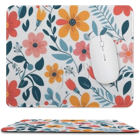 Spring Flowers Mouse Pad, Personalized Premium-Textured Custom Mouse Mat Design, Washable Mousepad, Non-Slip Rubber Base Computer Mouse Pads for Wireless Mouse 10"x12"