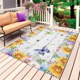 thumbnail image 1 of Spring Flowers Outdoor Rug 5x8 Ft, Non Slip Washable Area Rug, Watercolor Sunflowers Daisy Butterflies Wood Patio Rugs Carpet Runner, Large Floor Mat for Indoor/Outdoor Deck Porch Camping, 1 of 8