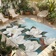 thumbnail image 1 of Spring Flowers Outdoor Rug for Patio/Deck/Porch, Non-Slip Large Area Rug 5 x 7 Ft, White Magnolia Blossom Botanical Blue Green Indoor Outdoor Rugs Washable Area Rugs, Camping Rug Carpet Runner, 1 of 8