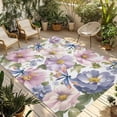 thumbnail image 1 of Spring Flowers Outdoor Rug for Patio/Deck/Porch, Non-Slip Large Area Rug 5 x 8 Ft, Watercolor Floral Dragonflies Vintage Indoor Outdoor Rugs Washable Area Rugs, Reversible Camping Rug Carpet Runner, 1 of 8