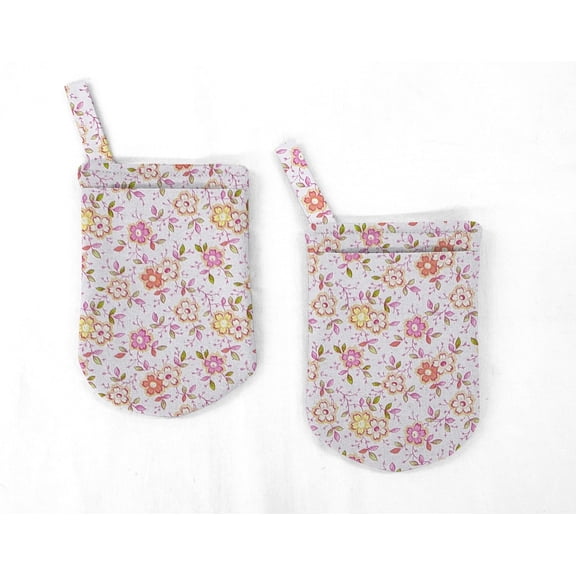 Spring Flowers Oven Mitts (Set Of 2) by Penny's Needful Things (Pink)