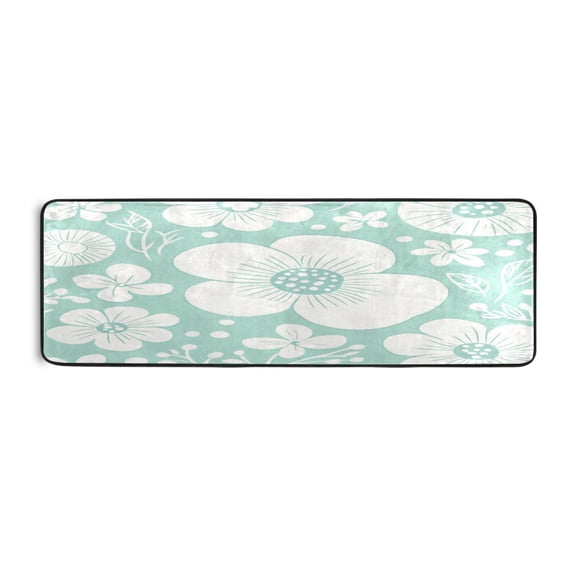 Spring Flowers Pattern 72x24" Runner Rug, Non-Slip Memory Foam Cushion, Anti-Crease for Hallways and Bedrooms