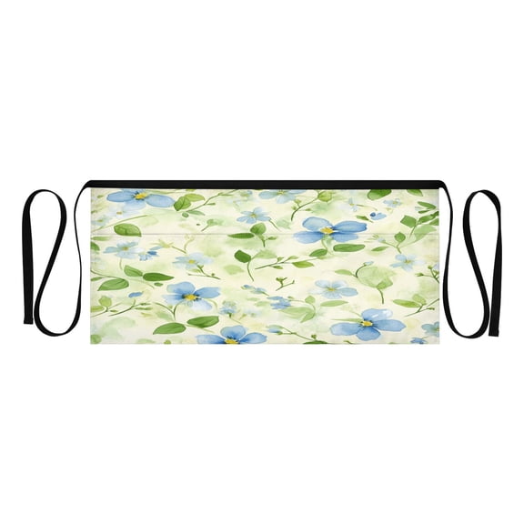 Spring Flowers Pattern Multi Pocket Short Apron Waterproof, Adjustable 96.5in Belt for various occasions
