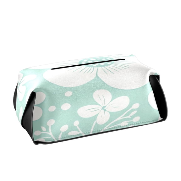 Spring Flowers Pattern Tissue Holders for Bathrooms Leather PVC Detachable 9.4x5.1x3.6in