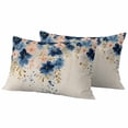 thumbnail image 1 of Spring Flowers Pillow Covers 2 Pack Vintage Watercolor Pink Blue Floral Gold Leaf Linen Texture Pillowcase Waterproof Outdoor Throw Pillow Cover for Patio Balcony Rectangular Cushion 20”x12”, 1 of 9