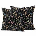 thumbnail image 1 of Spring Flowers Pillow Covers 2 Pack Watercolor Pink White Floral Leaf Butterfly Dragonfly Black Pillowcase Waterproof Outdoor Throw Pillow Cover for Patio Garden Square Cushion 24”x24”, 1 of 9